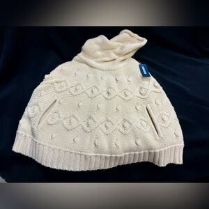 Old Navy Kids Cream Cable-Knit Turtleneck Poncho Sweater